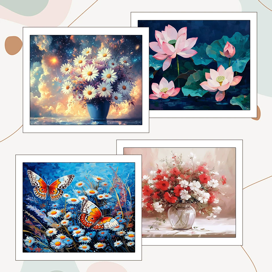 

RUOPOTY Painting By Numbers Draw Flowers 40X50cm Diy Set Color Markers Artwork Watercolor Drawing On Canvas Gift Decoration Home