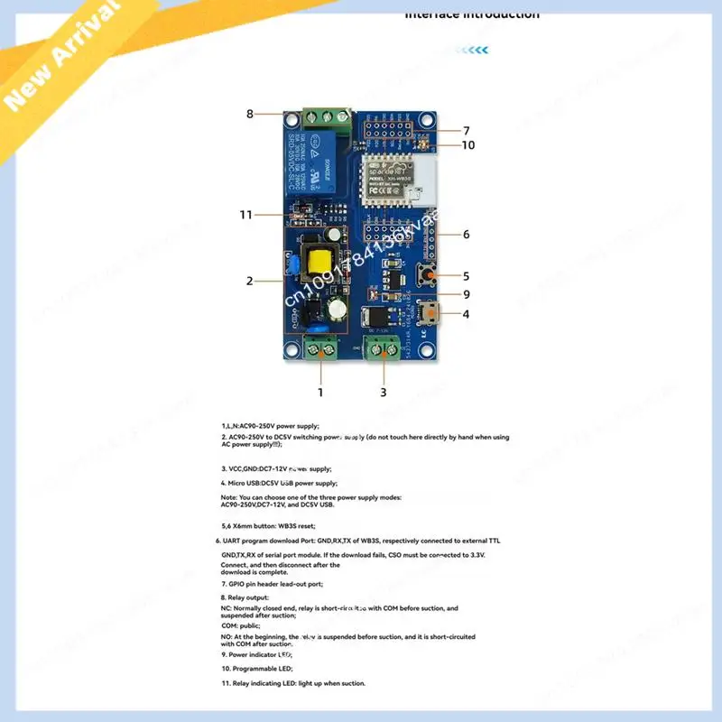 M01K BK7238 WIFI Bluetooth Relay Module Development Board AC/DC Power Supply For Remote Control Smart Home Applications