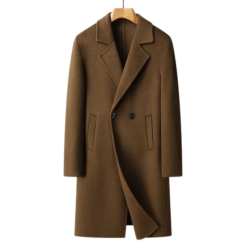 

Wool 51% Autumn and winter new men's double-sided wool coat medium and long suit collar cashmere coat men's woolen trench coat