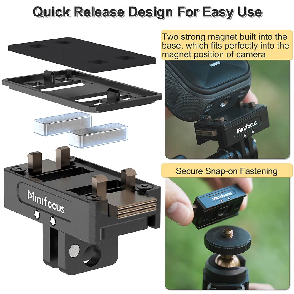 Minifocus Magnetic Adapter Mount For Insta360 X5 X4 Ace Pro 2 Action Camera Quick Release Mount Extension Base Support Accessory