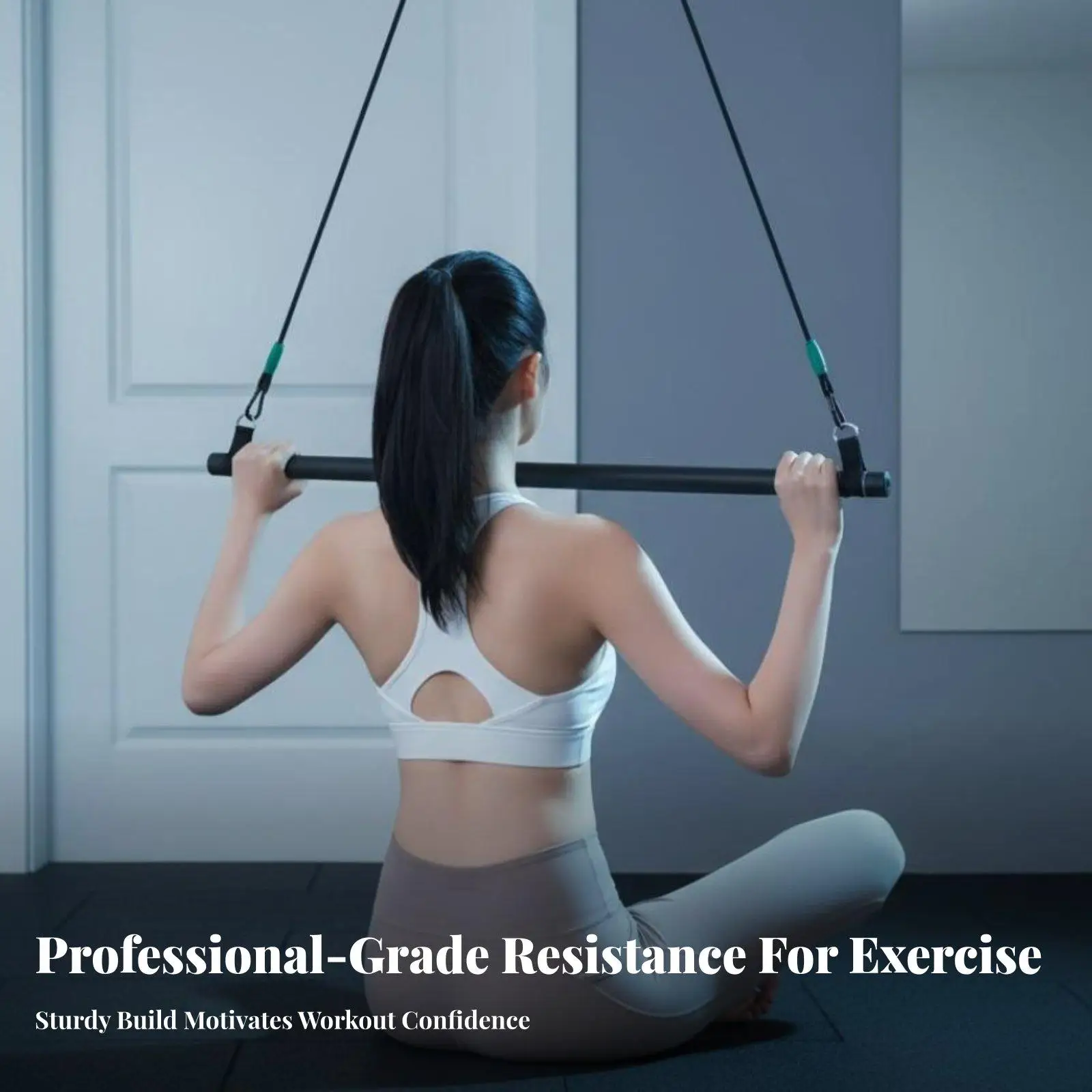 Resistance Training Bands with Exercise Bar for Full Body Workout at Home Office or Travel Fitness Equipment