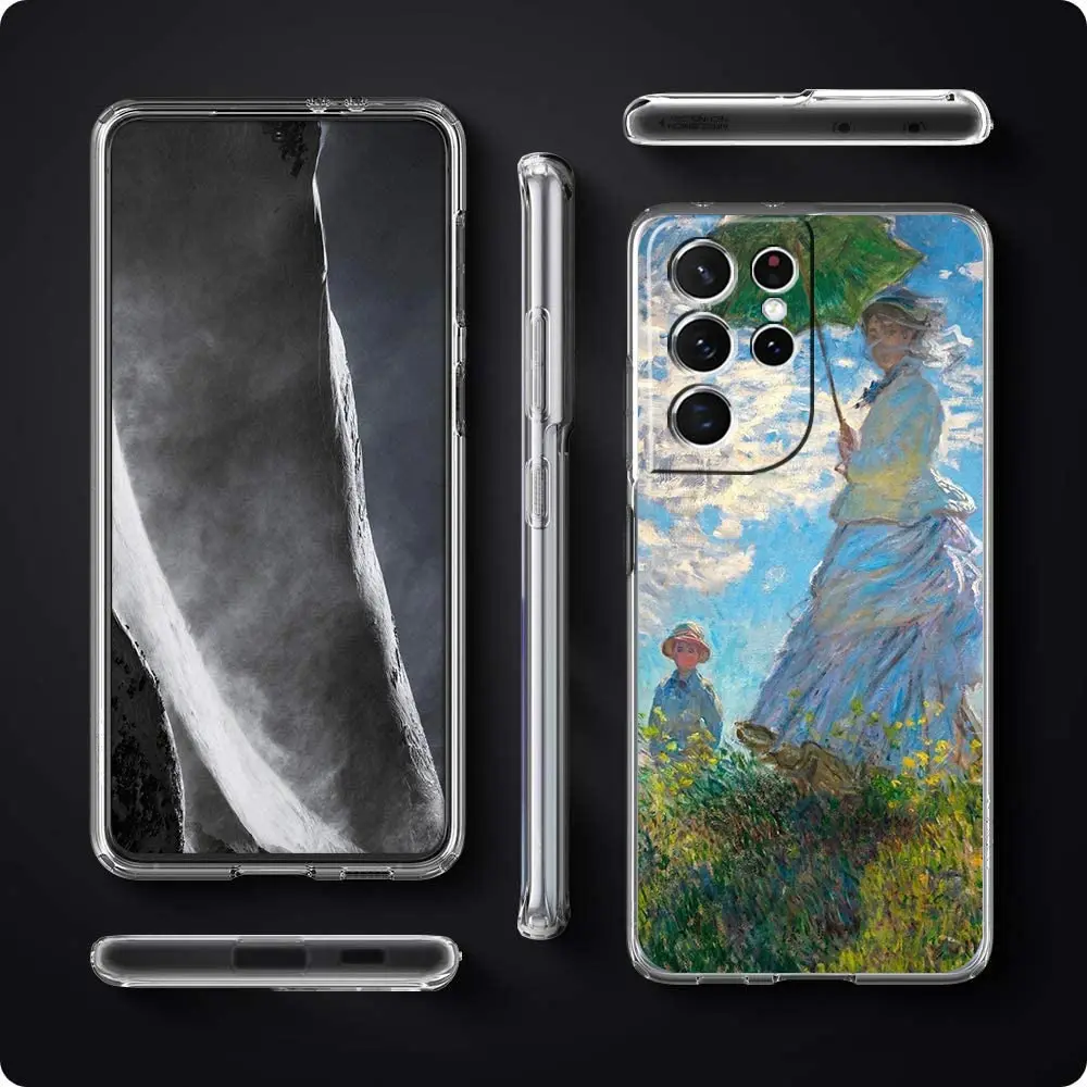 Claude Monet Impressionism Clear Silicone Phone Case For Samsung Galaxy S23 S22 5G S20 Ultra S21 FE 5G S10E S9 S8 S10 Plus Cover