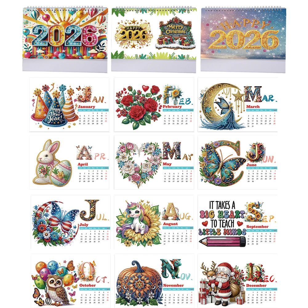 

Diamond Painting Paper Calendar Diamond Painting Monthly Calendar Kit DIY Calendar Desktop Ornament for Adults Beginners