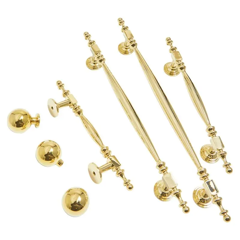 

High-end 10PCS Solid Brass Furniture Pulls Handles Gold Drawer Knobs Cupboard Wardrobe Closet Dresser Wine Cabinet Pulls Knobs