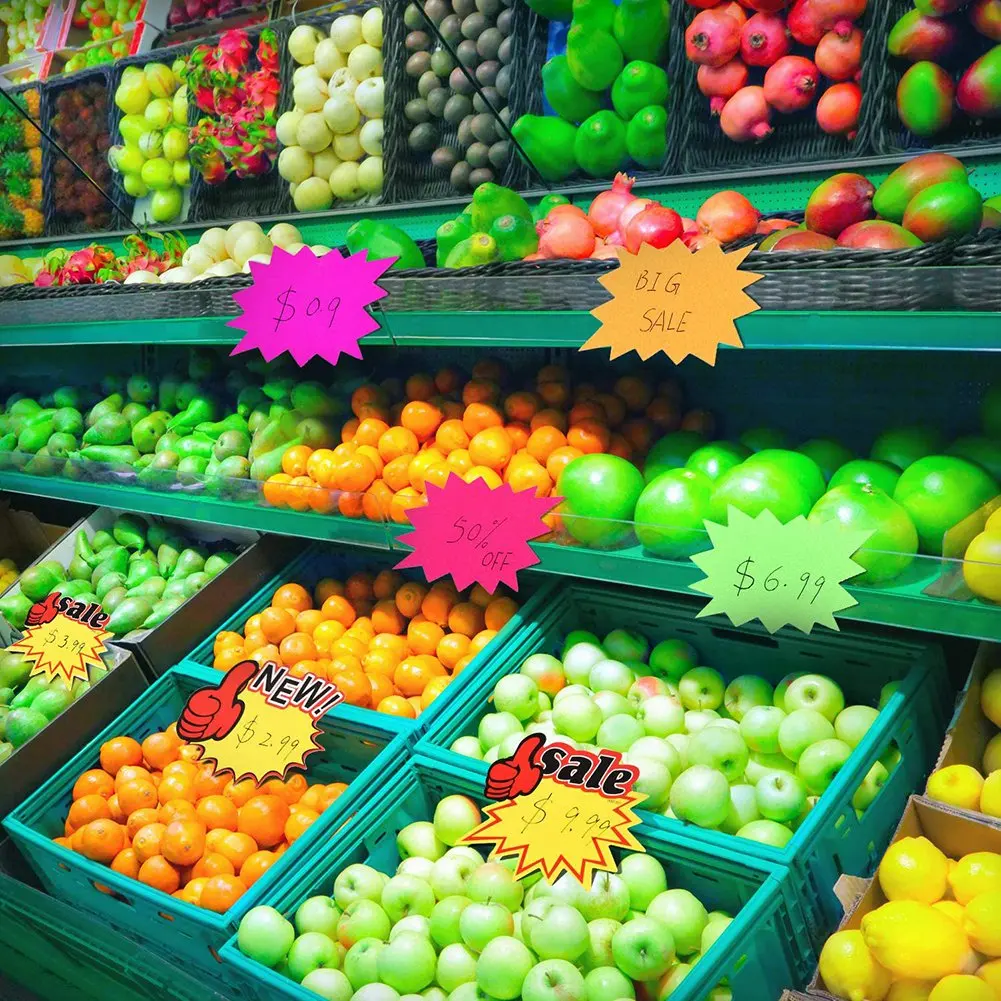 SR-500 قطعة علامات انفجار علامات المتجر فارغة شكل نجمة بيع بالتجزئة العلامات انفجار ورقة علامات لحزب متجر البيع بالتجزئة ، 10 أنماط