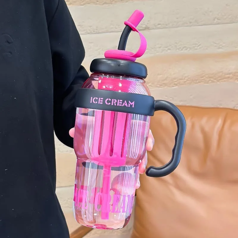 Trendy Oversized Tumbler - 32oz Summer Cup with Straw & Leakproof Lid - Cute Lucky Print Design for Travel, Beach & Outdoor view 5