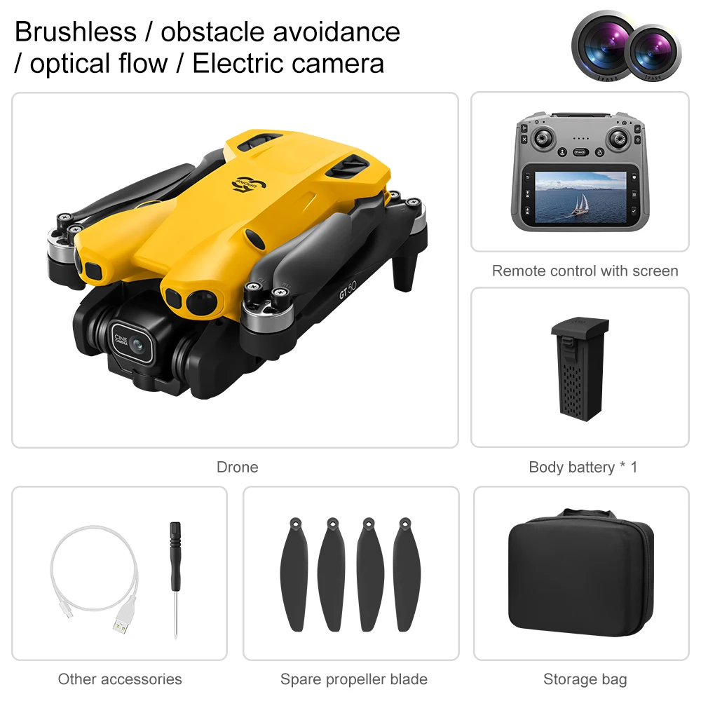 New Bumblebee GT50 Drone MIni 4.5"Screen Brushles Optical Stream Positioning Quadcopter with Camera FPV WIFI RC 4axis Drones Toy