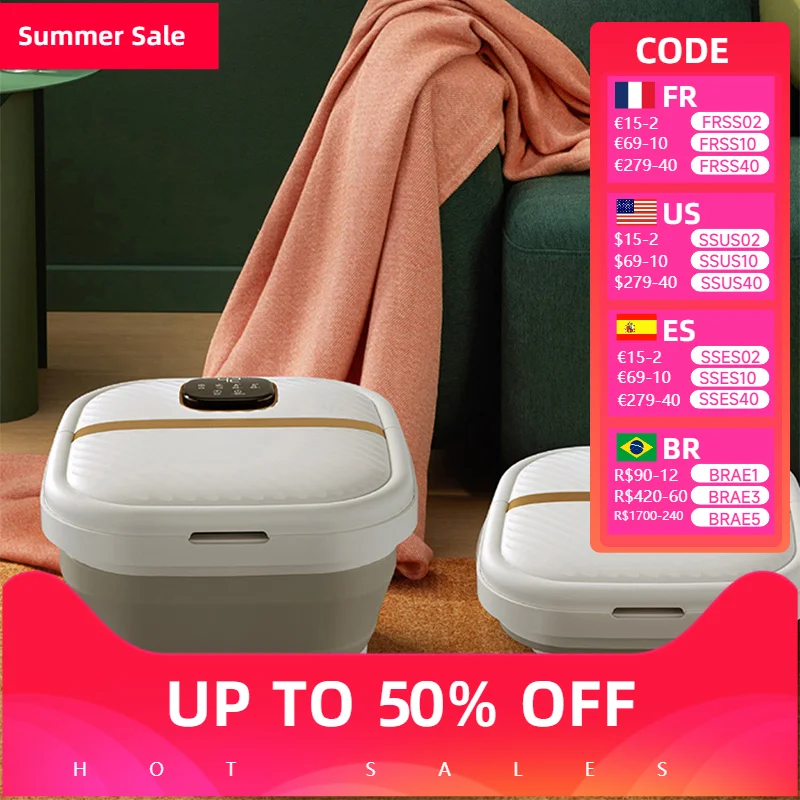 Foot Massager Foldable Portable Pedicure Collapsible Heat Bubble Vibrating Foot Spa Bath Massager Foot Massage Mat