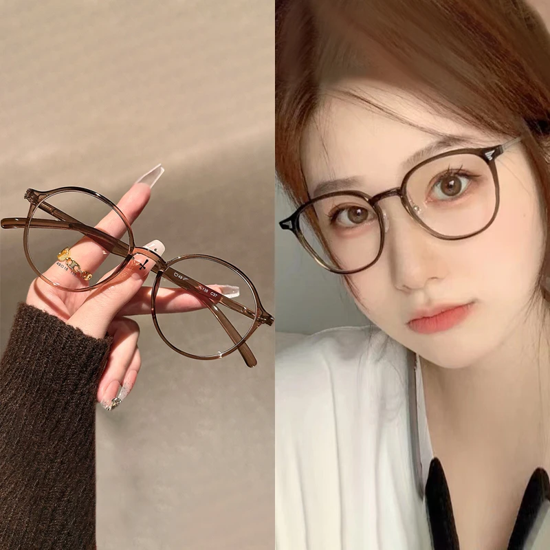 Ultra Light Small Frame Glasses Retro Artistic Anti Blue Light Glasses High Definition Transparent Short Sight Glasses