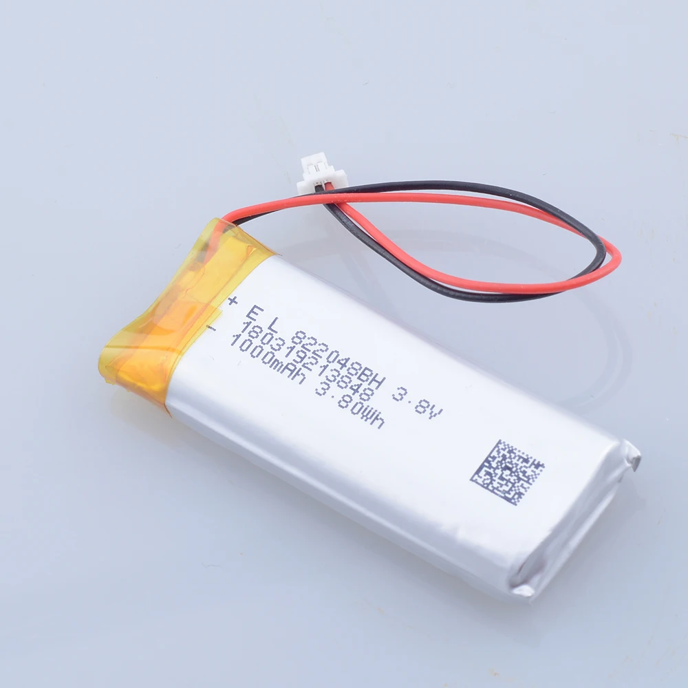 Batteria ricaricabile al litio ai polimeri di Lipo JST1.0 2P 3.8V 1000mAh 822048   Per auricolare registratore GPS PSP con controller indice valvola