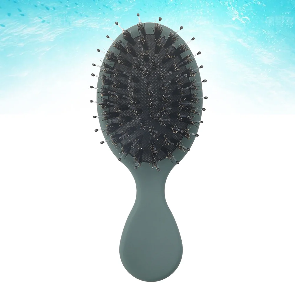 

1Pcs Massage Hair Comb Dark Green Portable Lightweight Detangling Pig Bristle Comb Creative Design Gift for Women