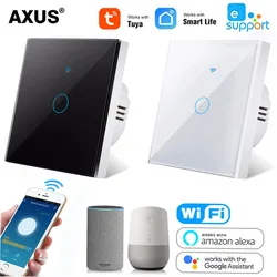 Wifi Smart Light Switch EU 86 Glass Screen Touch Panel Voice Control Wireless Wall Switches with Alexa Google Home 1/2/3Gang