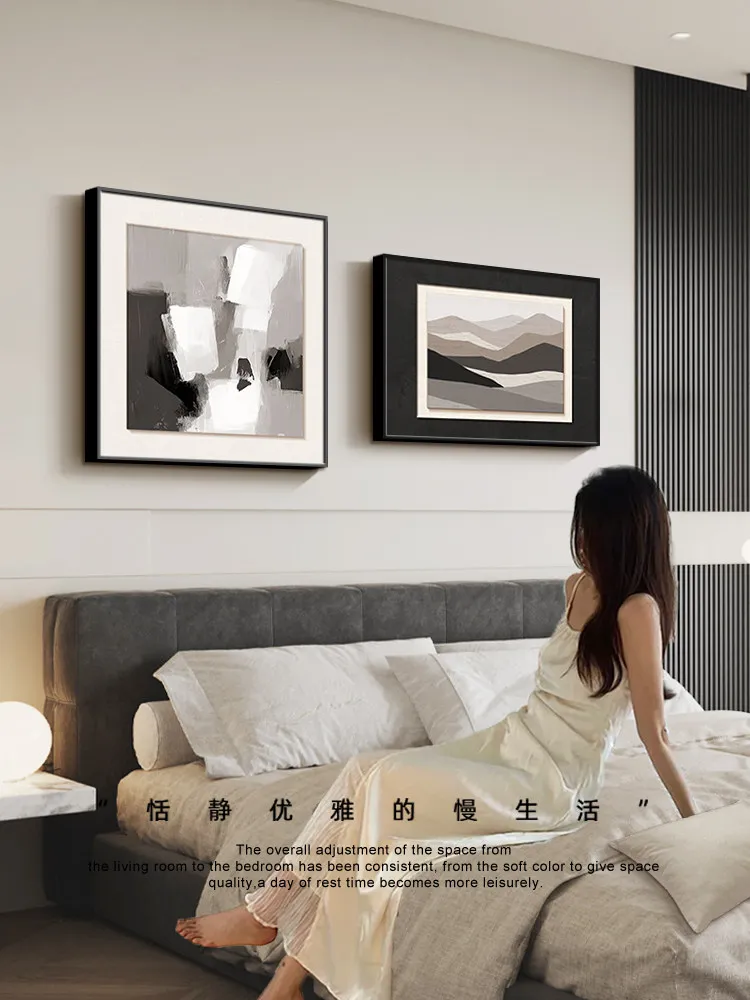 

Декоративные картины, современная простая прикроватная декоративная картина для спальни, абстрактная роспись для главной спальни, черная и W