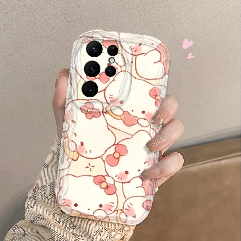 Funda de teléfono con melodía de Hello Kitty de dibujos animados para Samsung Galaxy S25 S24 Ultra S23 S22 S21 S20 Plus FE A56 A36 A26 A17 A07