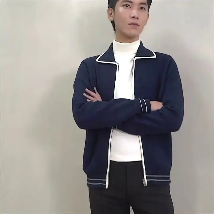 

Briti Retro Men's Knitted Jaet Zipper Collar Casual Busin Winter Sweater Polyester Fiber Soft Hard Sle Ne