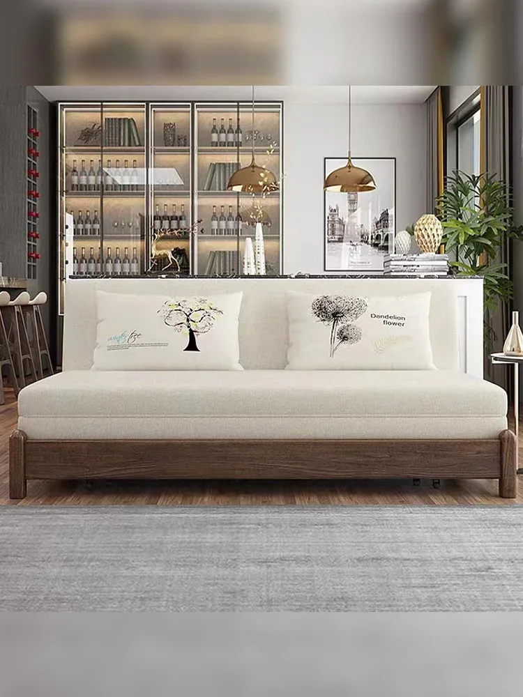sofa bed, cotton and linen dual-purpose push-pull folding double person storage cabinet, multifunctional, minimalist