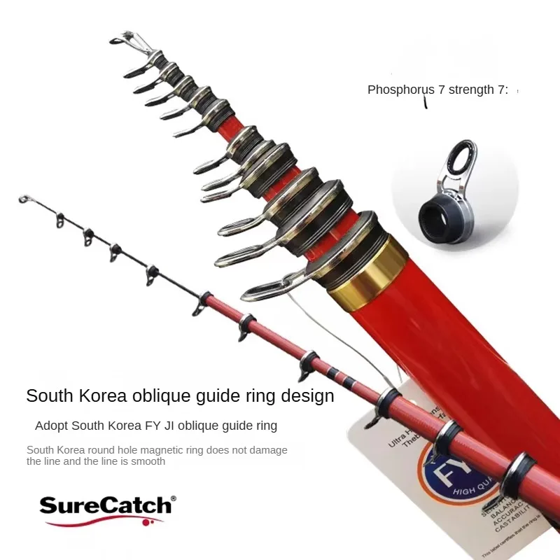 SureCatch 4# 5# 6# High Carbon Rock Fishing Rod 5m Ultralight Long Throwing Telescopic Rods For Snapper Big Game 500