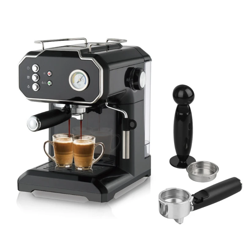 Macchina per caffè espresso, macchina per caffè espresso domestica e montalatte a vapore con doppia tazza e vassoio antigoccia staccabile per la produzione senza sforzo