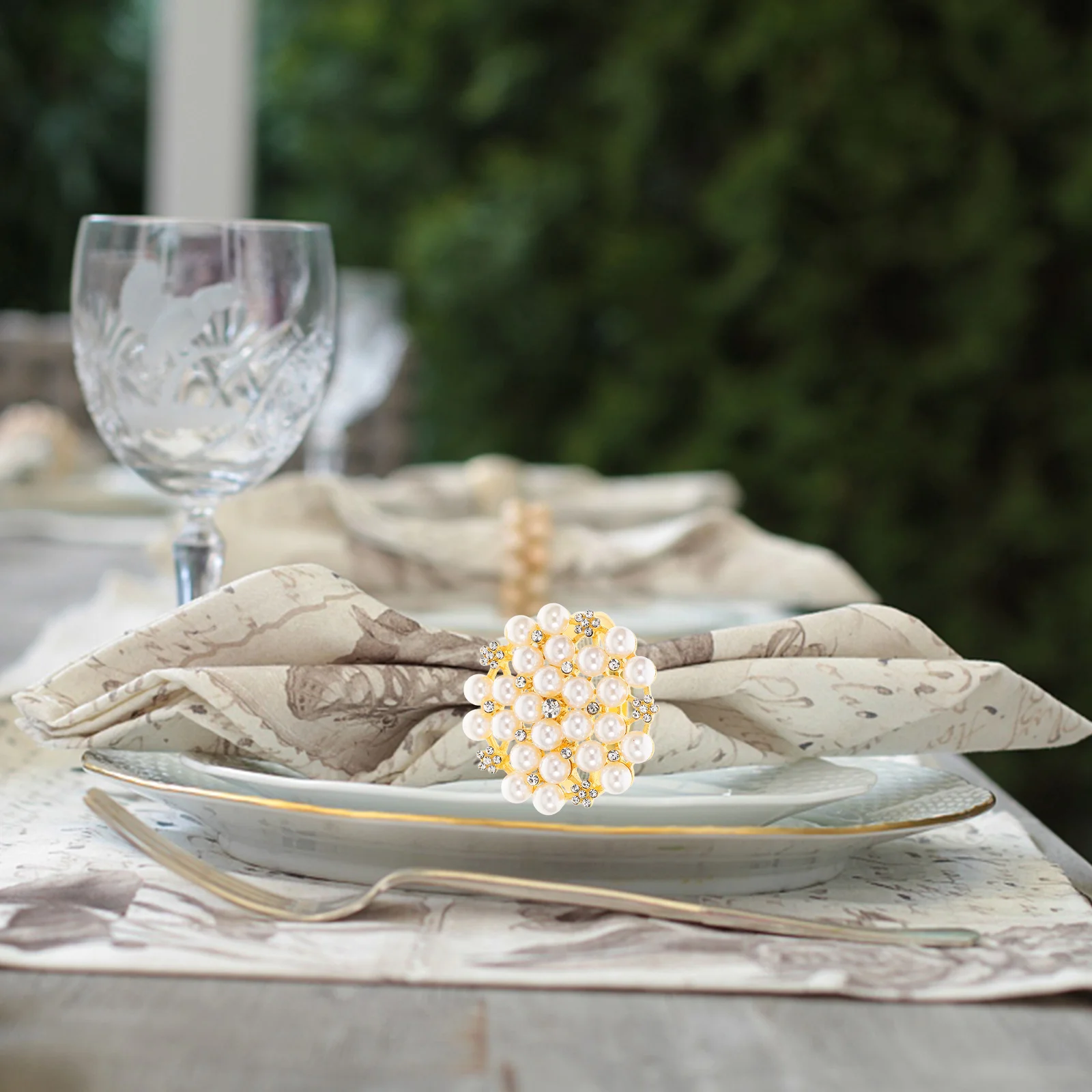 6 قطع من حلقات المناديل الذهبية اللامعة من حجر الراين لطاولة العشاء أبازيم مزخرفة لحفلات الزفاف وحفلات المنديل الأنيقة #3