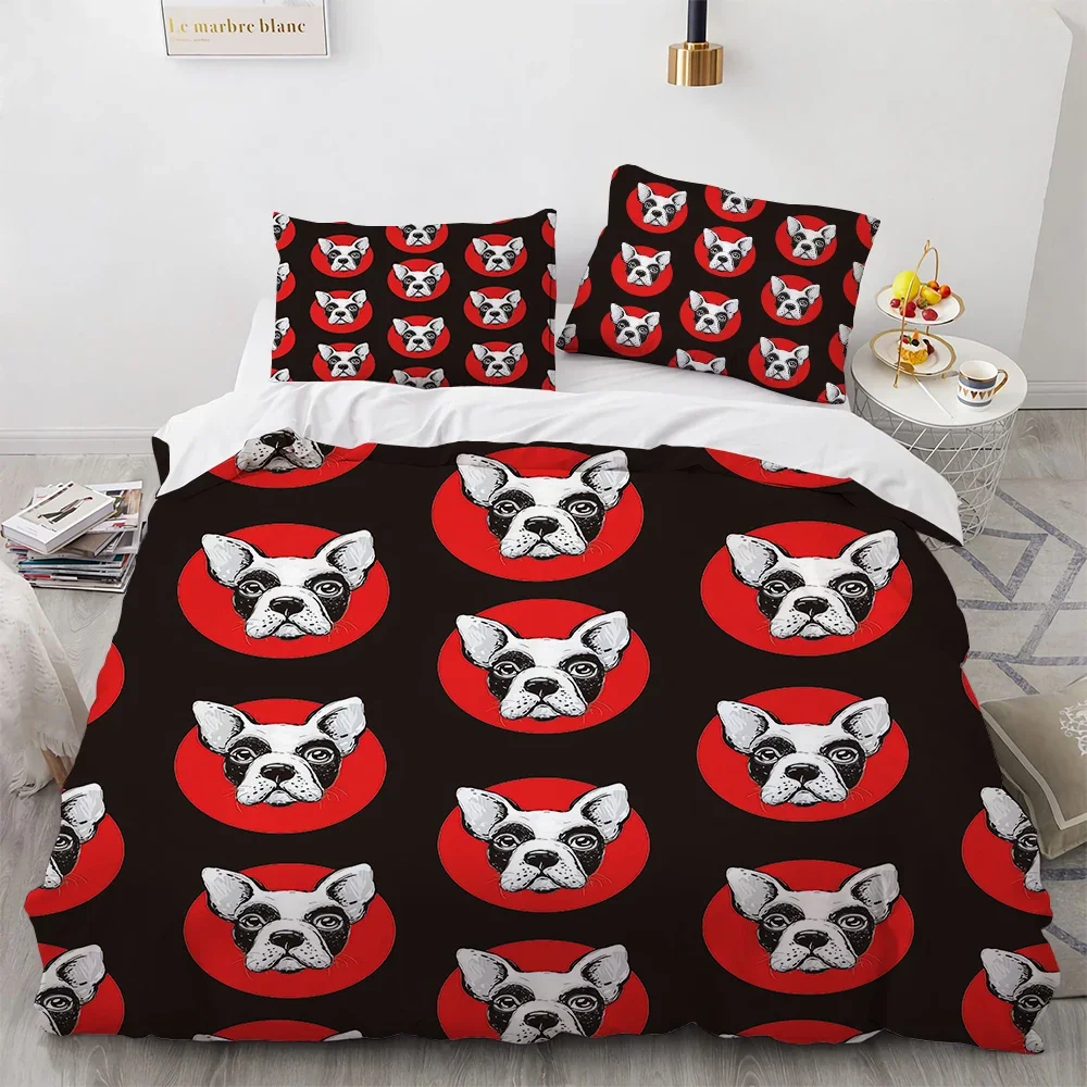

Winter Bedding Set Include Duvet Cover +pillowcase Print French Bulldog Pet Dog Footprint Comforter Cover Set For Kids Aldult