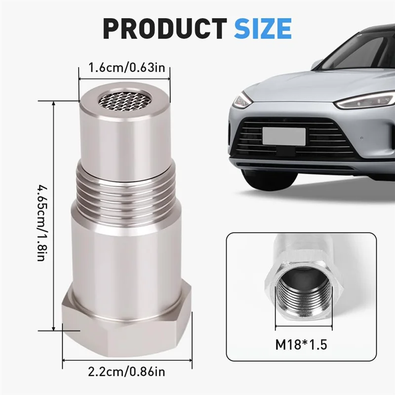 AAAN-สแตนเลสสตีลท่อขยาย 1.8 นิ้ว M18 × 1.5 ด้าย-ทนต่ออุณหภูมิสูง, หัวข้อความแม่นยํา 4PCS