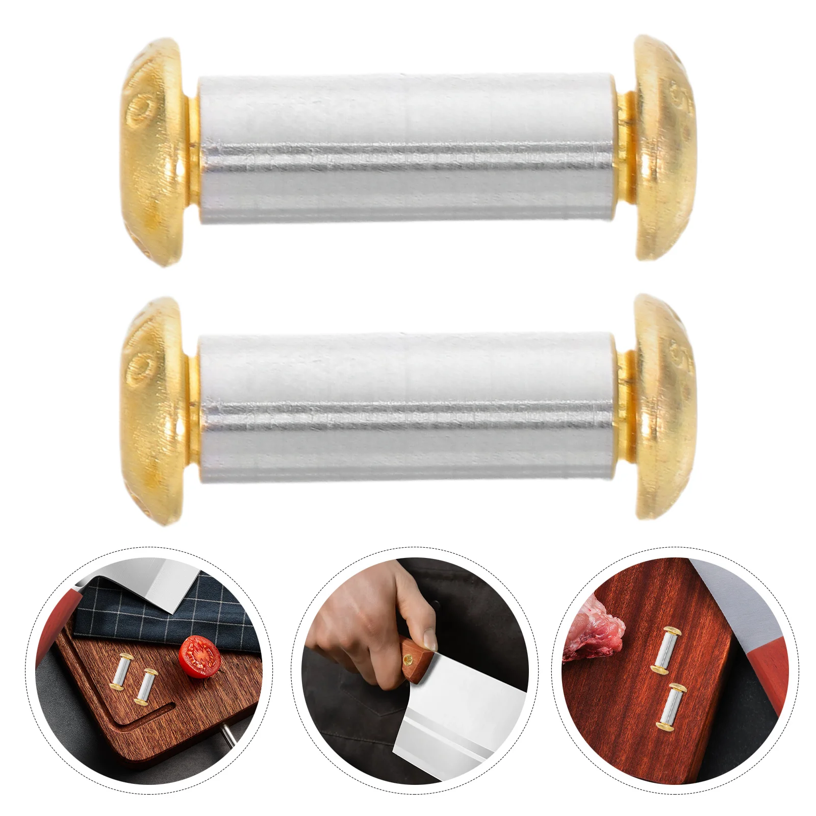 

2Pcs Brass Handle Rivets Knife Making Pins for DIY Cutlery Repair Sturdy Round Head Rivet Fasteners Accessories
