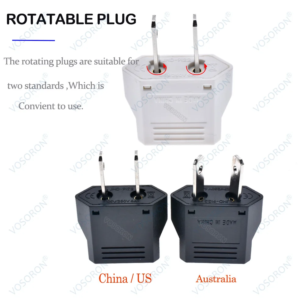 US/AU 2-Pin Swivel Ac Adapter ,Brazil Italy  European Standard to Australian American Mini Rotatable Socket Converter