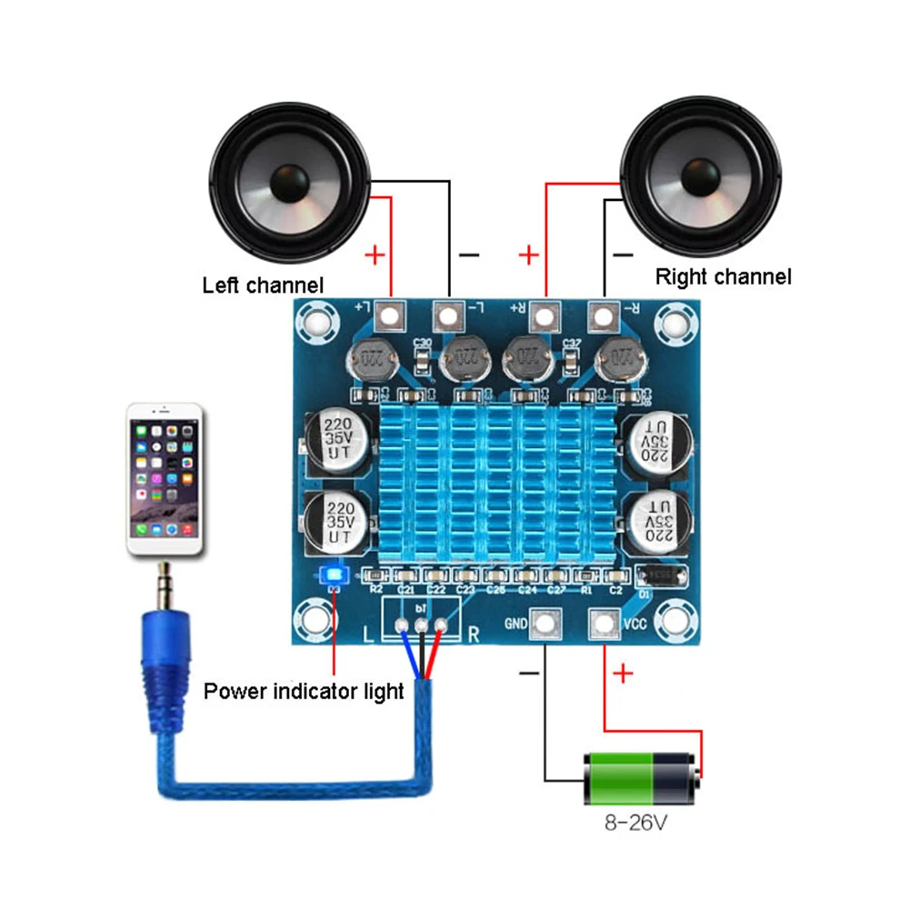 20-1PCS TPA3110 XH-A232 Powerful Amplifier Module 30W+30W Dual Channel Digital Stereo Audio Power Amplifier Board DC 8-26V 3A