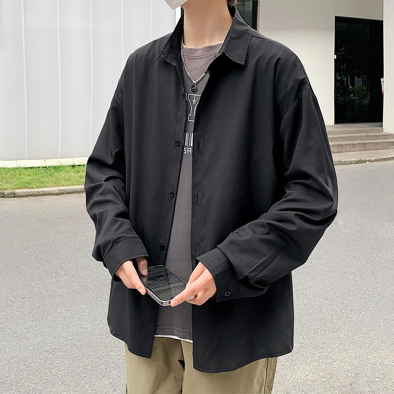 

Свободный крой, мужской Long Sve irt, однотонный, повседневный, осенне-зимний, тяжелый, Du 300 Pou, полиэстер, повседневный стиль