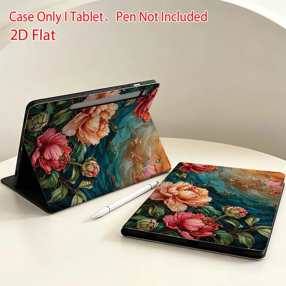Red peony pattern For Samsung Galaxy Tab S11 S10 S9 S8 S7 S6 A9 A8 A11 Lite FE Plus Pen Tray Tablet Case Soft