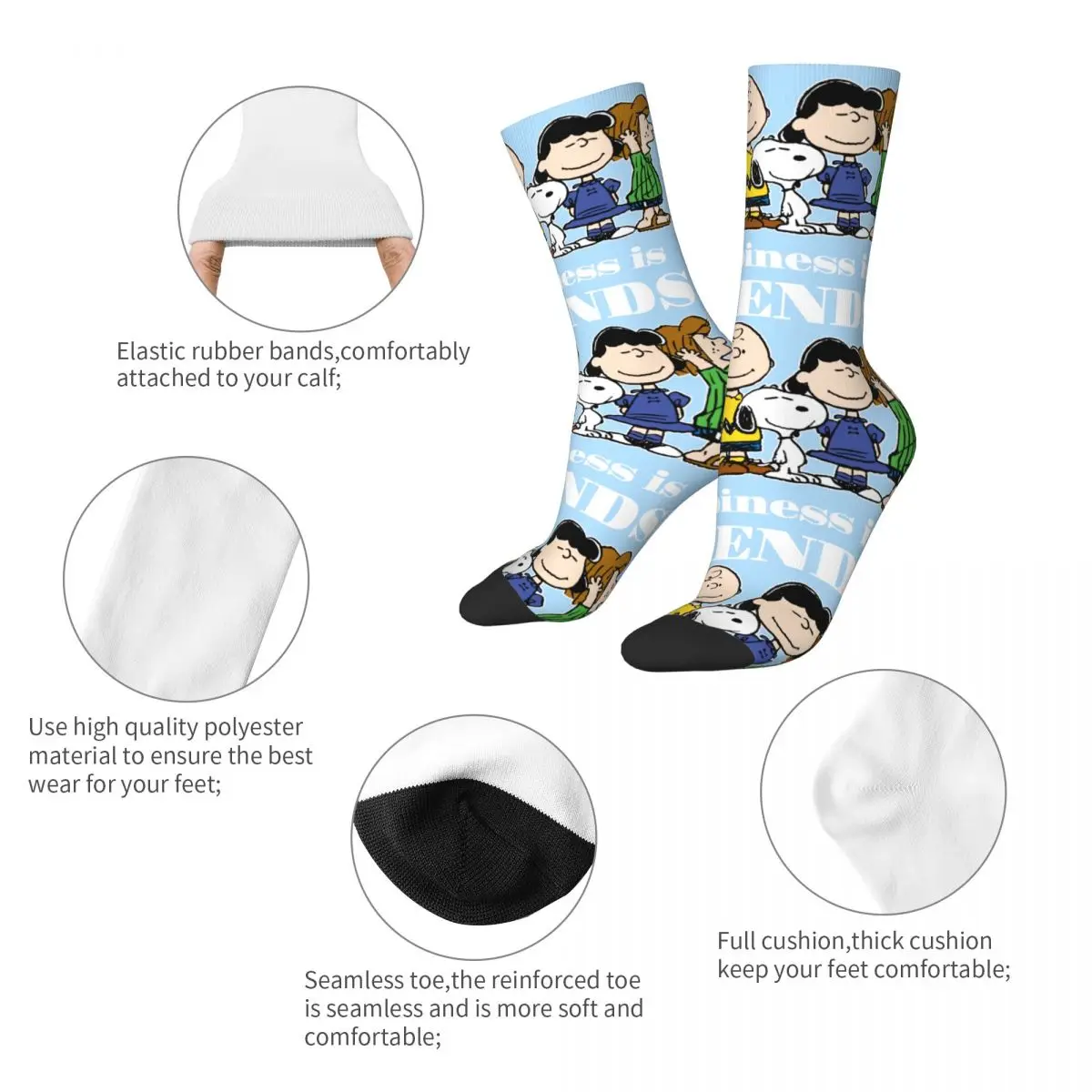 Male Men Socks Harajuku Snoopy The Peanuts Gang Together Sock Polyester Sport Women's Socks Spring Summer Autumn Winter