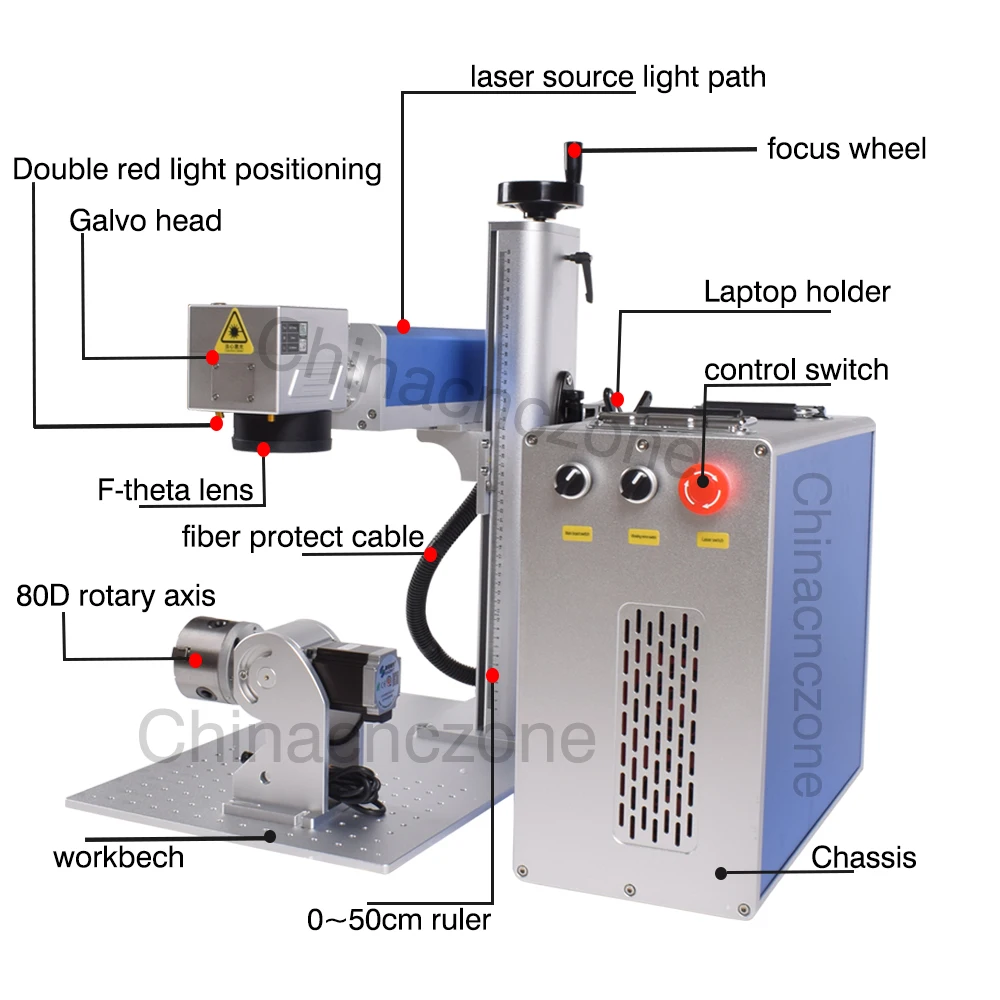 JPT M7 60W MOPA Fiber Laser Marking Machine Rayucs QB 50W for Metal with Rotary Axis  JPT 50W Fiber Laser EU STOCK EU Ship