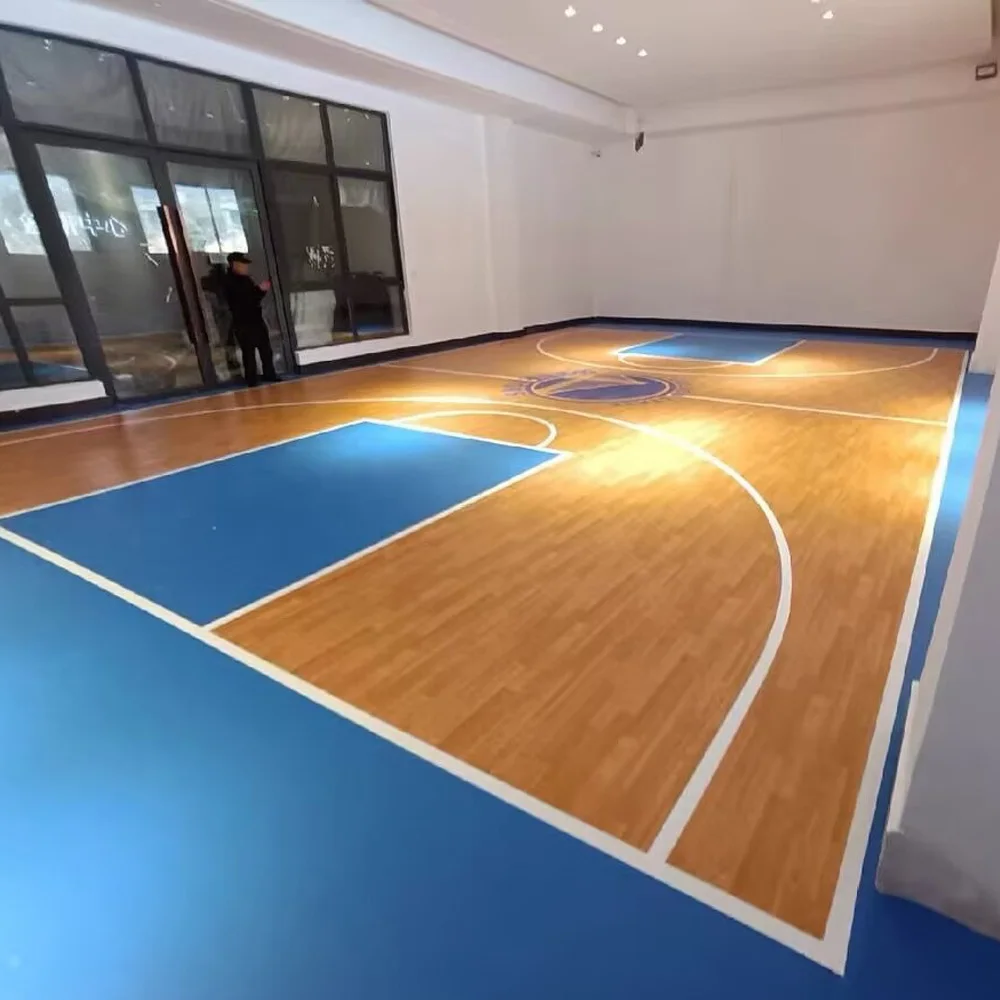 

Beable Good Quality Basketball Court Wood Vinyl PVC Flooring Basketball Court Flooring Custom Size With White Lines LOGO