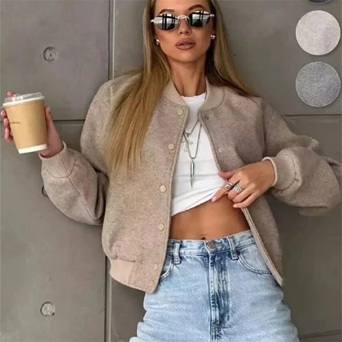 Imagen 2 del producto MUJER 2025 chaqueta de mujer, cazadora recortada para mujer, chaqueta de Tweed negra Beige, moda de mujer, manga larga, nuevo en abrigos cortos