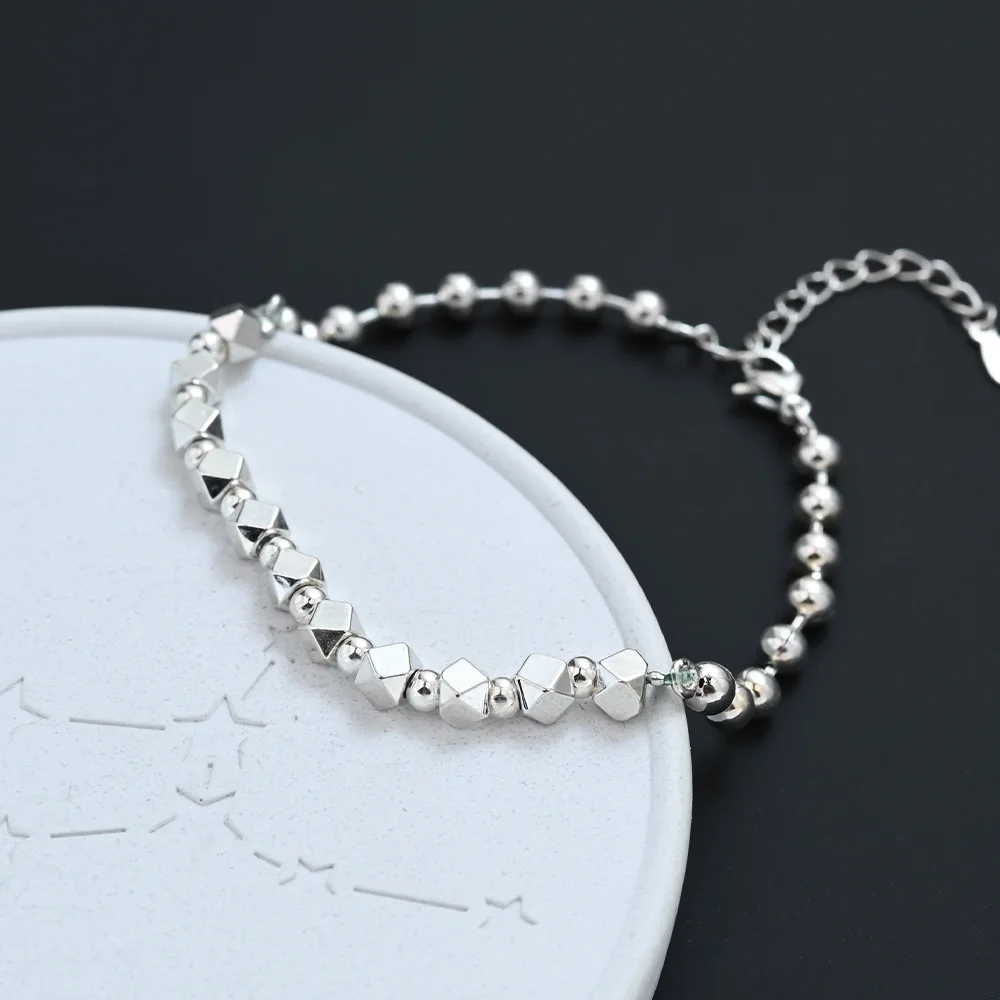 925 Sterling Silver Bracelets for Women Men String Accessories Retro Mini Stone Pendant Party Jewelry Gift