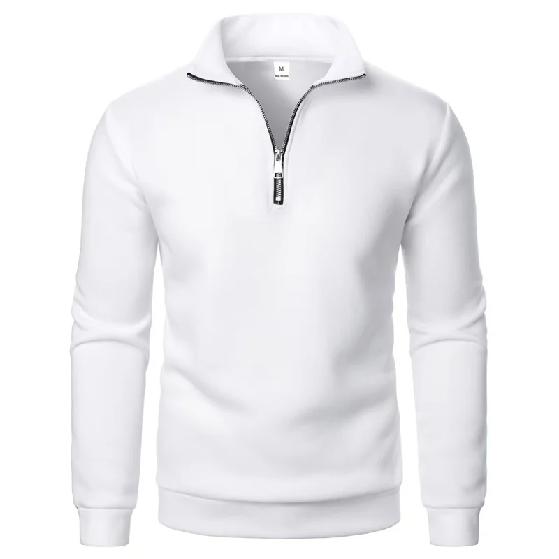 Spring Autumn new Casual Half Zipper stand collar sweatshirt Trend Simple slim men Pullover long sleeve tops Men's sweatshirt
