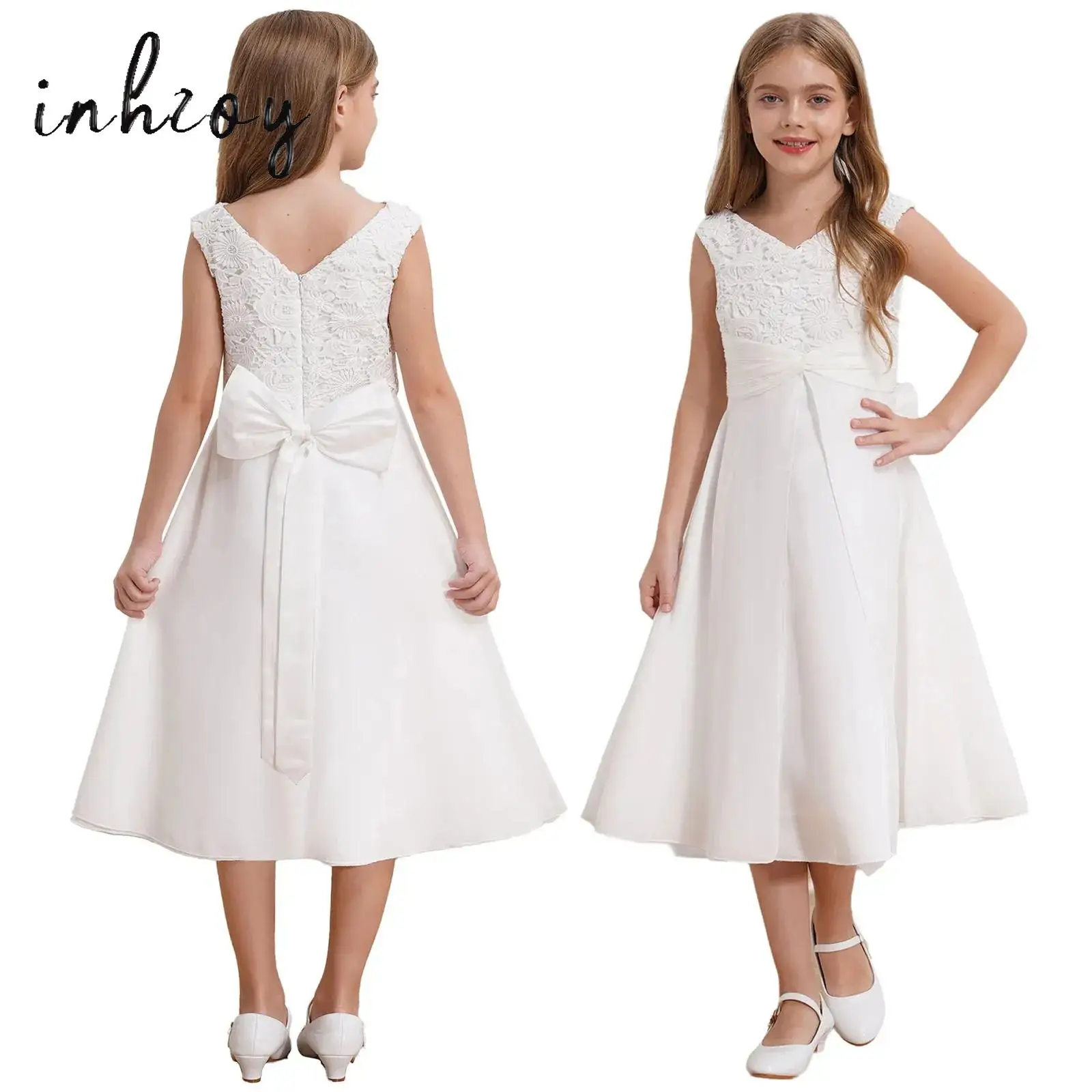 

Flower Girls Sleeveless Dress Wedding Bridesmaid First Communion Evening Party Dress Kids Princess Embroidered Ball Gown