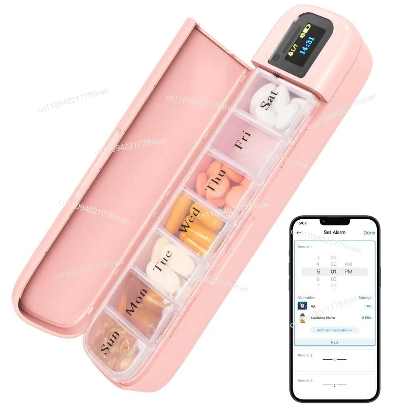 Smart Electronic Pill Box, Timed Medicine Reminder, Portable, Seven Days A Week, Bluetooth on-the-go Boxing