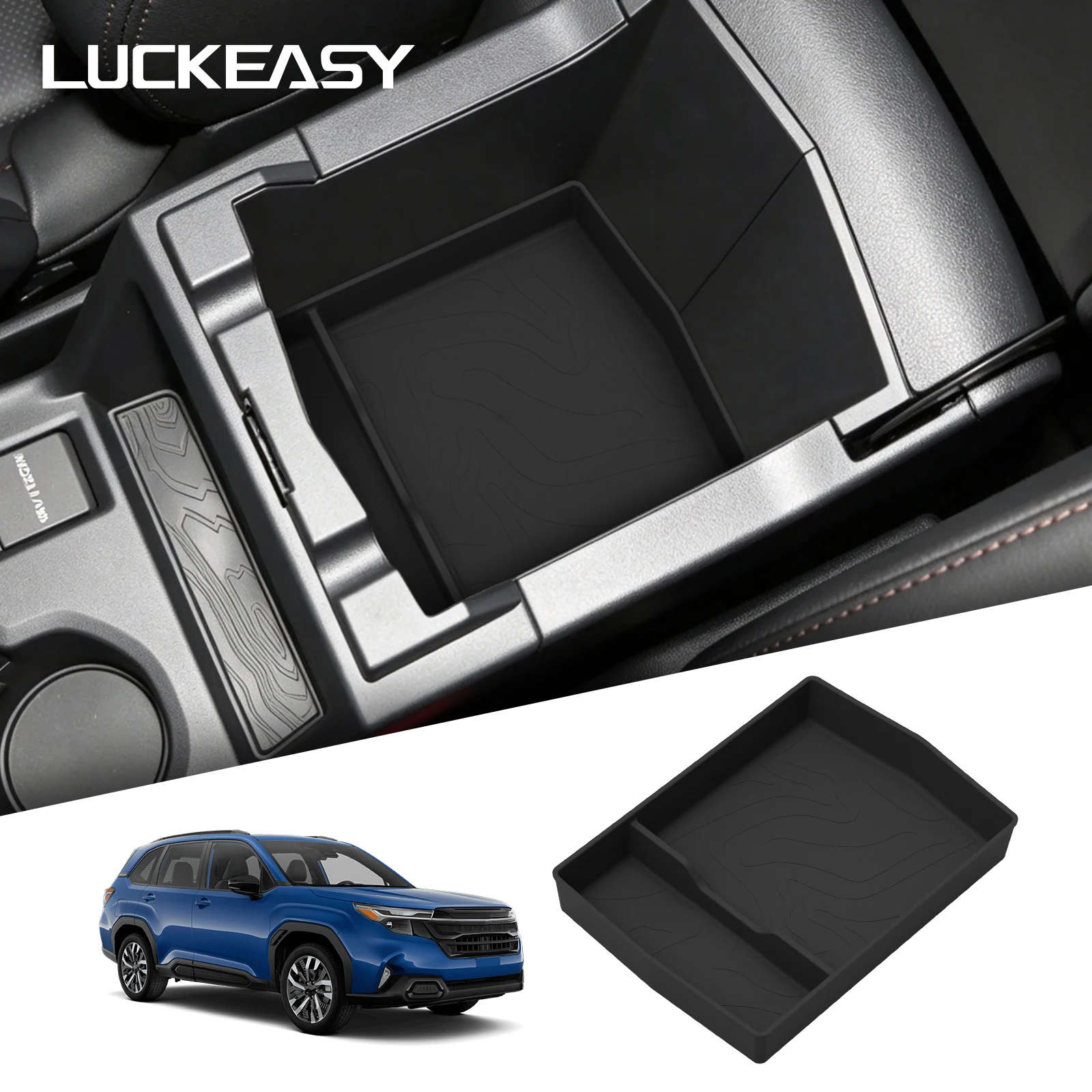 LUCKEASY für Subaru Forester 2026 Auto-Aufbewahrungsbox Innenzubehör Mittelkonsole Armlehnenbox Unterer Aufbewahrungskasten Ablage