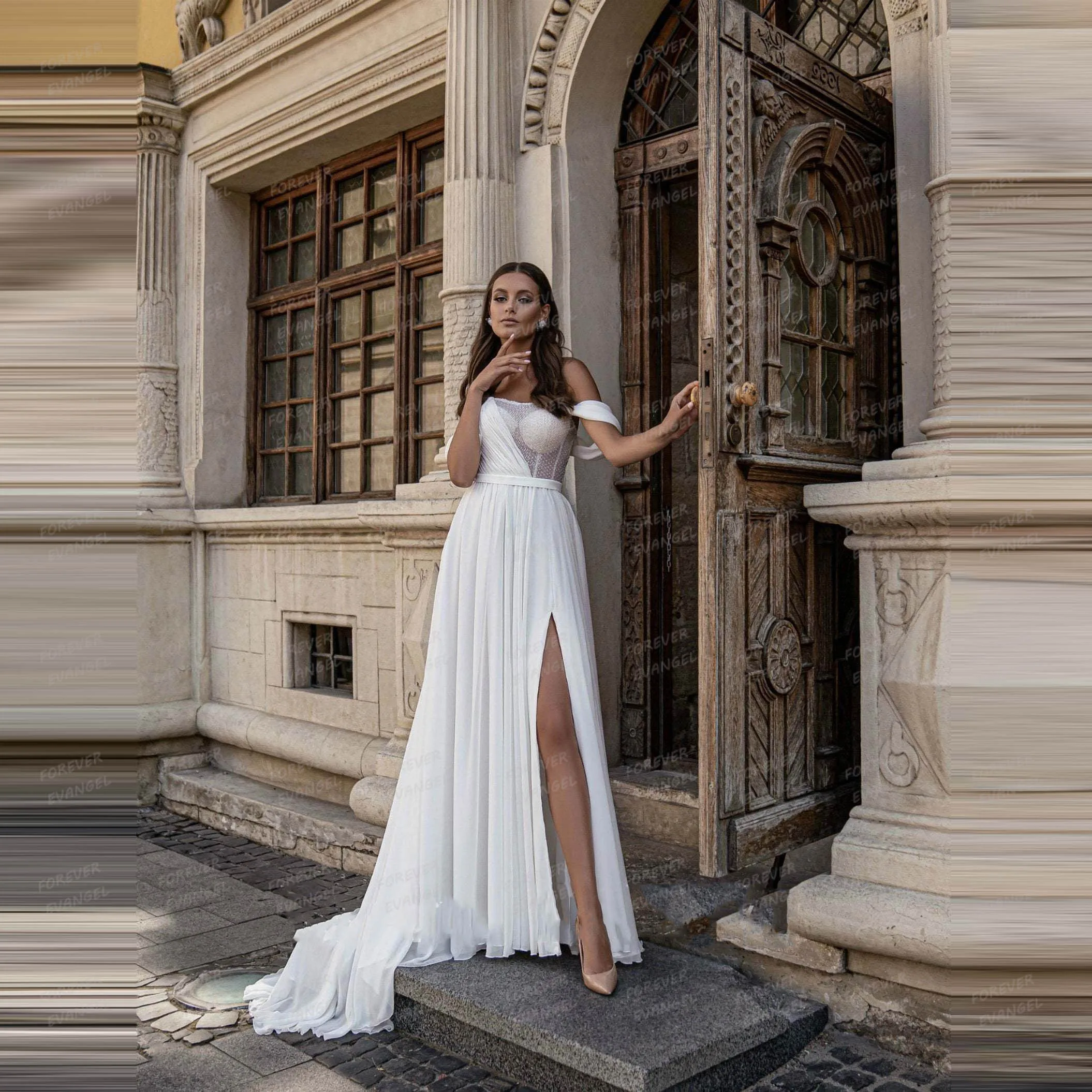 

Simple A Line Wedding Dresses Woman's Illusion Sequined Sleeveless High Split Sexy Bride Gowns 2025 Vestidos De Novia Customized
