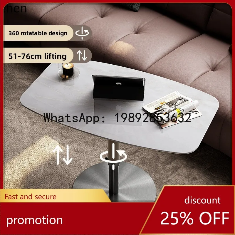 

YFY Italian Minimalist Natural Marble Adjustable Rotating Creative Sofa Side Table Luxury Stone Meeting Small Table