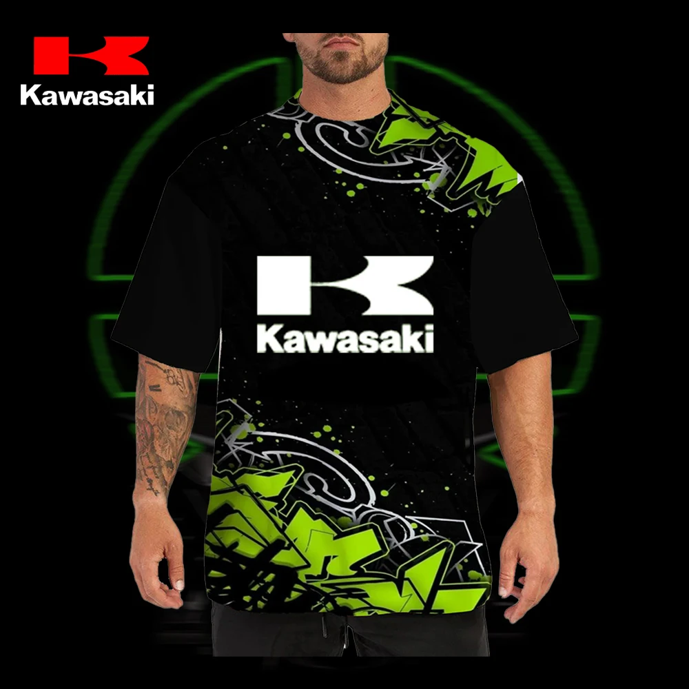

Kawasaki уличная одежда, рубашки высокого качества, мужские мотоциклетные модные мужские топы 2024, мужская одежда, футболка большого размера для приключений, футболки