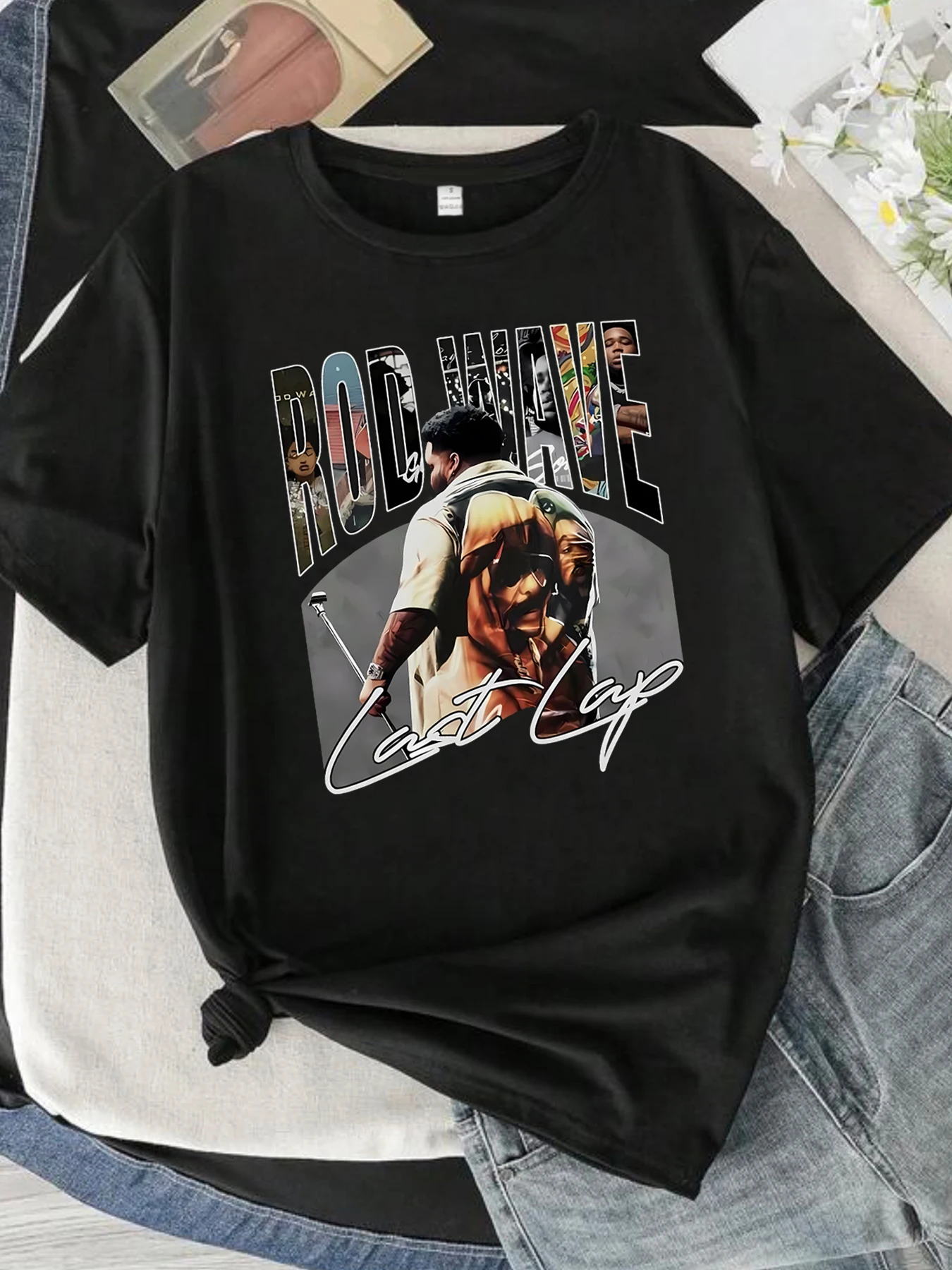 

Round neck plus size women T-shirt short sleeve trend printing elastic half sleeve T-shirt