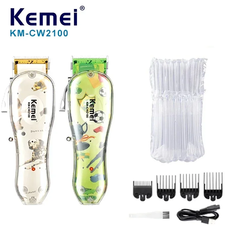 Kemei KM-CW2100 USB Rechargeable Pet Hair Trimmer Four Gears Adjustable Cordless Scissors Electric Hair Clipper