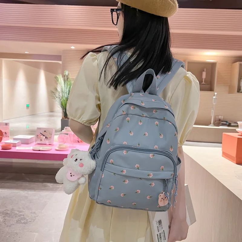 Nome personalizzato zaino piccolo fiore frammentato stile Campus borsa da viaggio da campeggio Rui fresca piccola da donna zaino di grande capacità