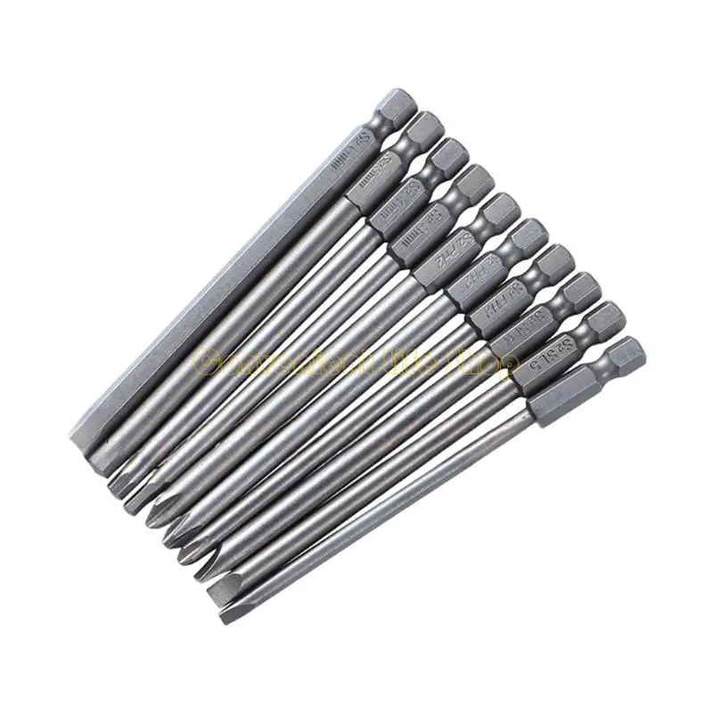 

L1EE 10Pcs Steel Screwdriver Bit 100mm Long Flat Head Screw Driver Bit Perfect For Home Improvement Task