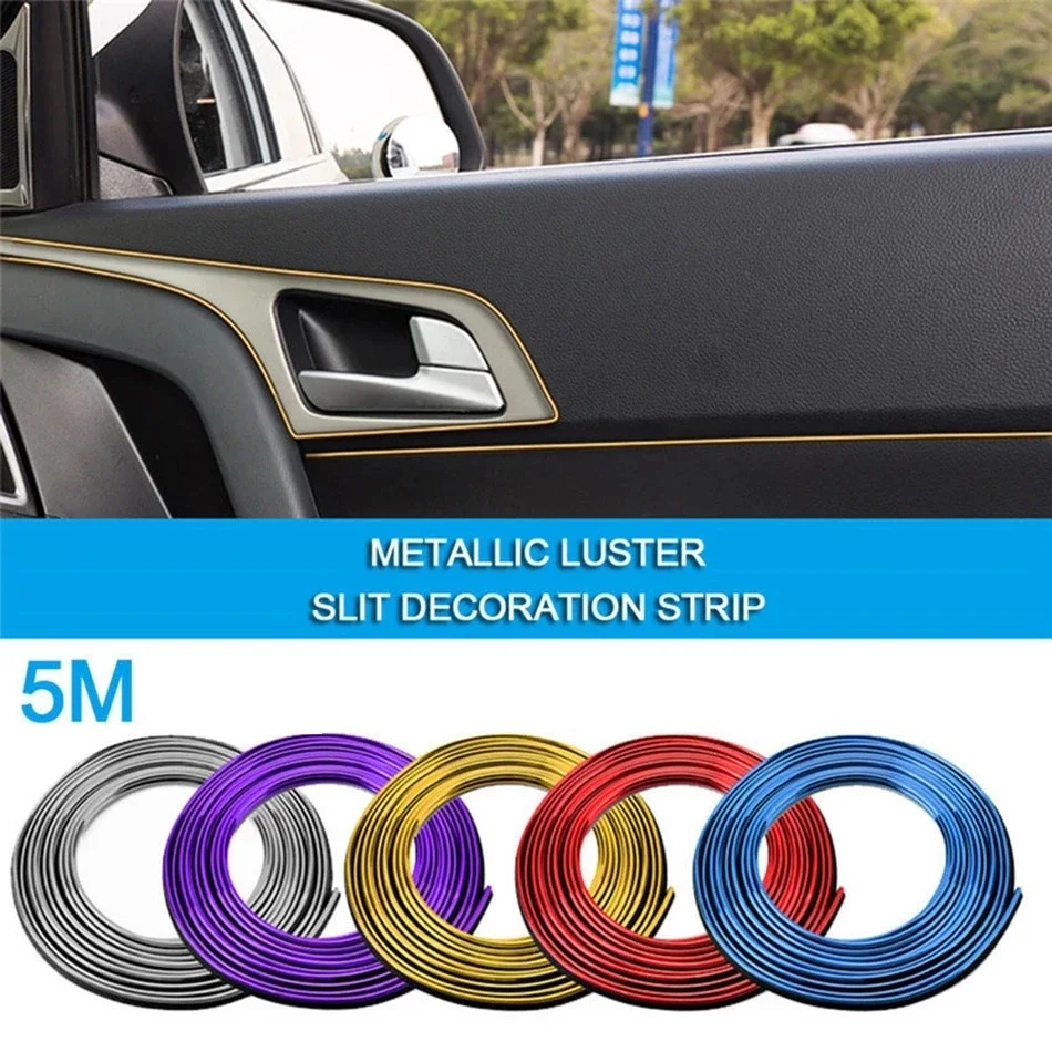 

Car Styling 5M/Pcs Universal DIY Flexible Interior Decoration Molding Trim Strips Auto Door Edge Sticker Auto Chrome Decor Trim