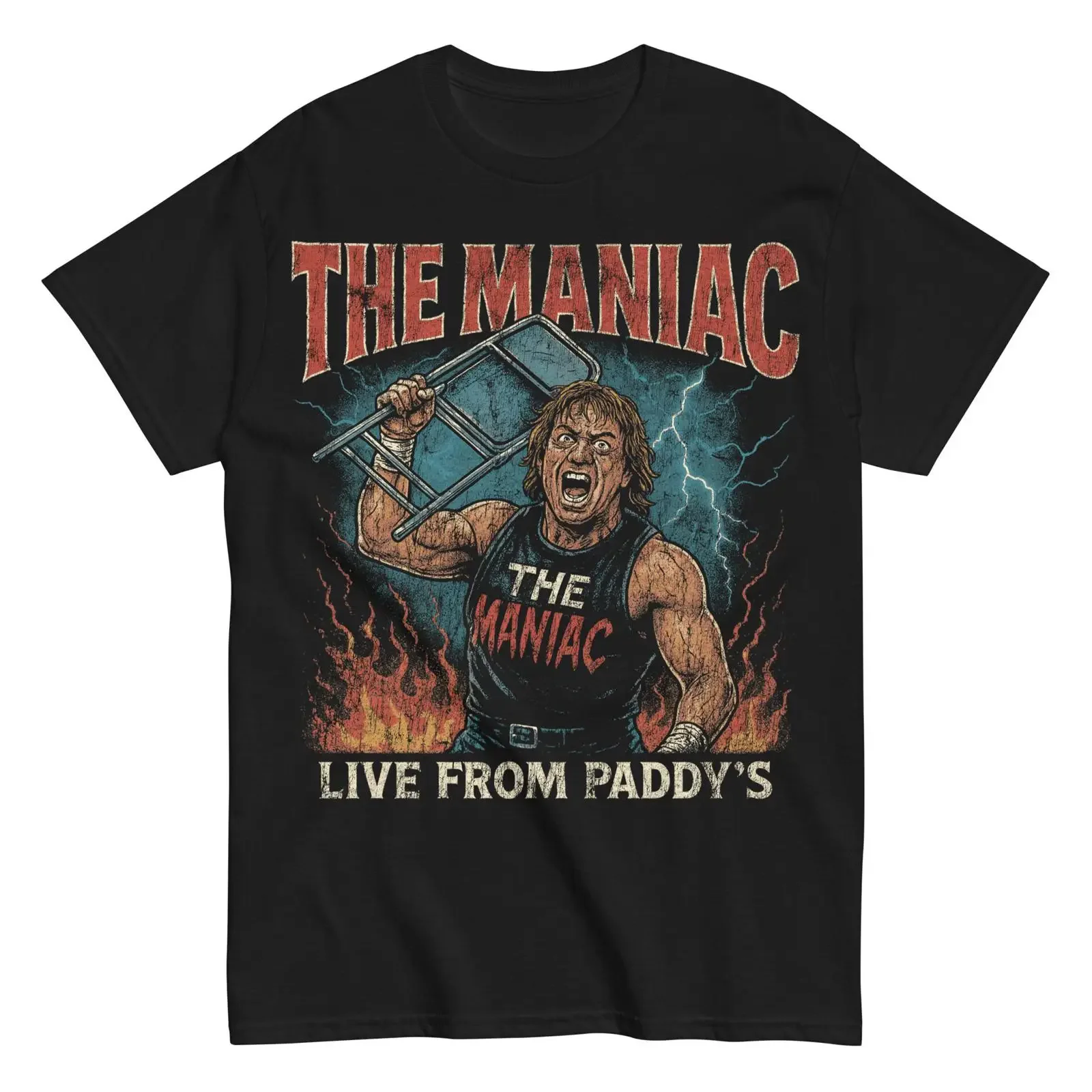 The Maniac Vintage Wrestling T Shirt vintage Washed Soft fashion Slightly Stretched Versatile Stylish Top For Everyday Wear