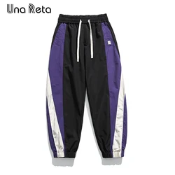 Una Reta Man Pants Harajuku Hip Hop Color Stitching Pants Men Sweatpants Fashion Elastic Waistline Sweatpants Couple Trousers