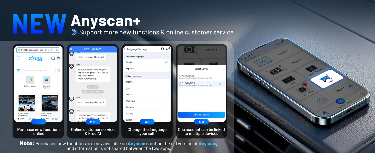 XTOOL Anyscan+ A30M V2.0 OBD2 Bluetooth-Scanner Kfz-Diagnosegerät mit Android/iOS-App, lebenslange kostenlose Updates, CANFD FCA Autoauth, 26+ Resets, aktiver Test, kabelloser Codeleser, Mini-Automotive-Scanner, keine Abonnementgebühr – Detail 7